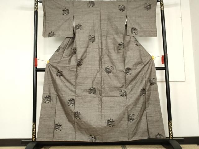 平和屋着物●本場大島紬 泥染め カタス9マルキ 花糸巻 正絹 ♥ cs