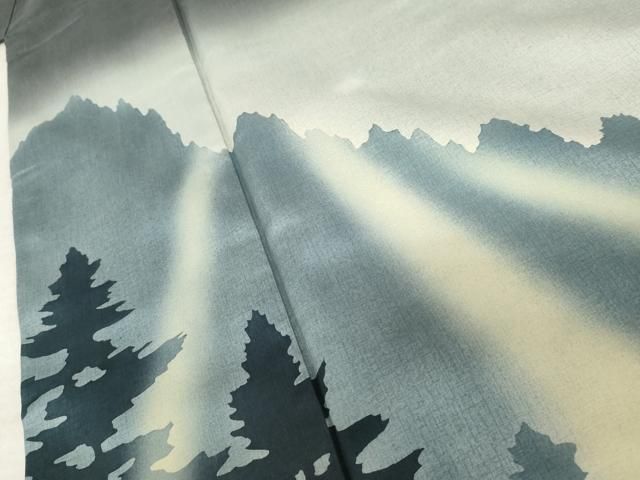 平和屋着物○本場大島紬 染大島 訪問着 樹林シルエット 正絹 逸品