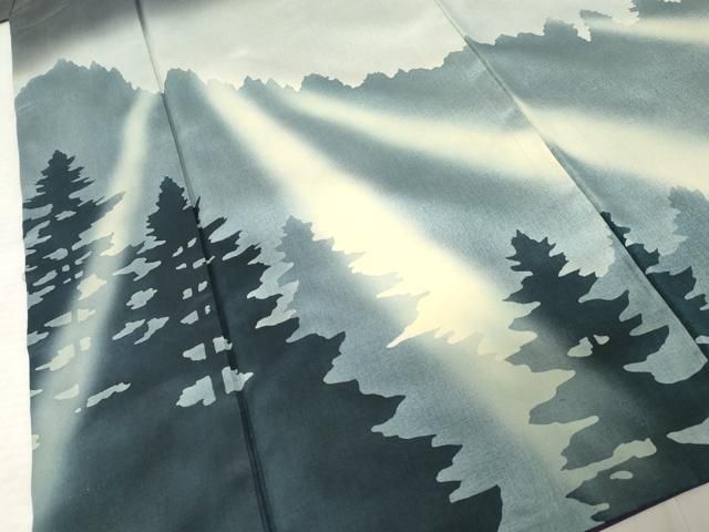 平和屋着物 本場大島紬 染大島 訪問着 樹林シルエット 正絹 cs 紬 着物