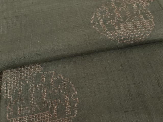  平和屋着物●結城紬 100亀甲 飛び亀甲 雪輪笹竹文 扱い 正絹 cs 紬 着物