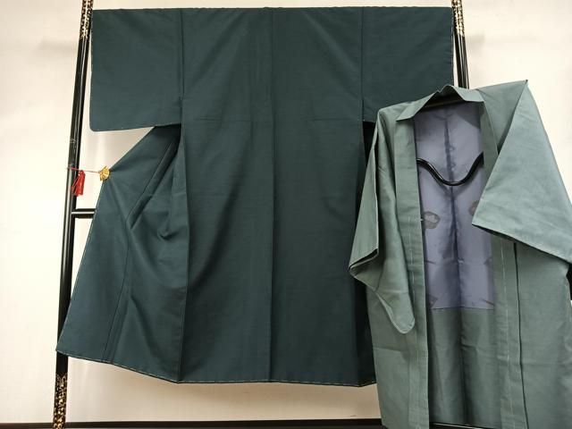 平和屋着物 男性 紬 アンサンブル 虫襖色×湊鼠色 洗える着物 fy