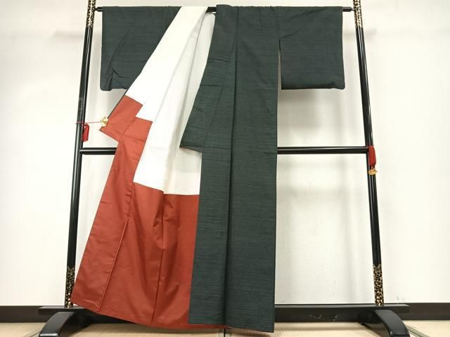 平和屋着物●塩沢紬 アンサンブル 蚊絣 正絹 fy