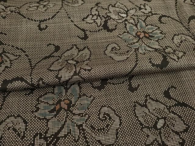平和屋着物 本場大島紬 一元7マルキ 花唐草文 正絹 ck レース使い 紬 