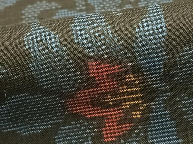  平和屋着物●本場大島紬 一元7マルキ 花唐草文 正絹 fy 紬 着物