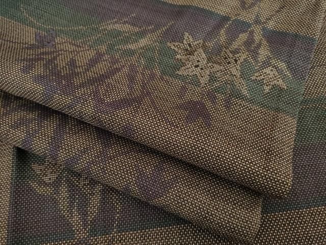 平和屋着物 本場大島紬 カタス7マルキ 横段草花文 正絹 ck