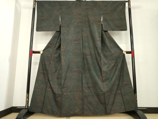 平和屋着物 本場大島紬 カタス9マルキ 風景文 正絹 ck