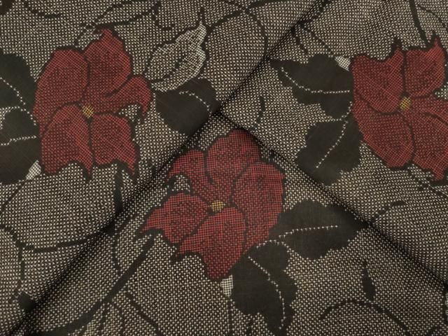 平和屋着物●本場大島紬 一元7マルキ 花蔦草文 正絹 ck