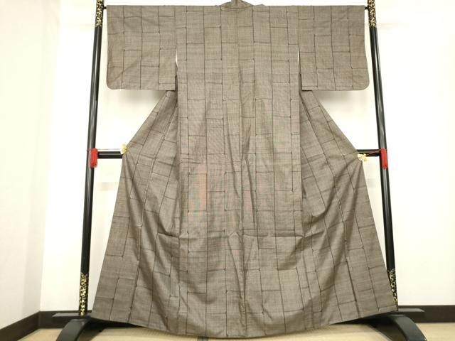 平和屋着物●本場大島紬 カタス9マルキ 石畳文 正絹 ck