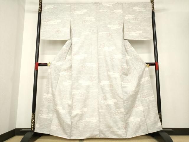 平和屋着物 上質な紬 エ霞花文 やまと誂製 正絹 ck