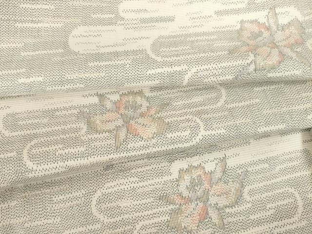 平和屋着物 上質な紬 エ霞花文 やまと誂製 正絹 ck