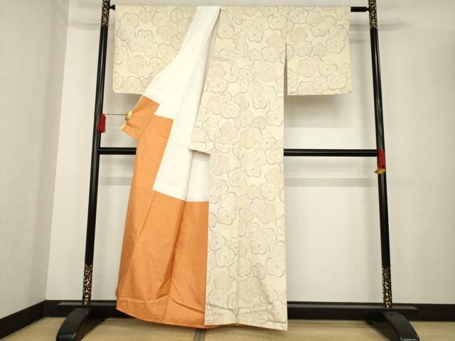  平和屋着物 結城紬 100亀甲 舞梅文 正絹 ck 紬 着物