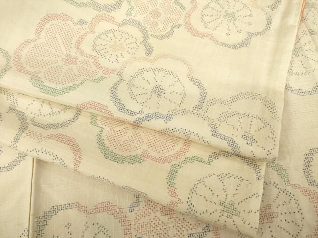 平和屋着物●結城紬 100亀甲 舞梅文 正絹 ck