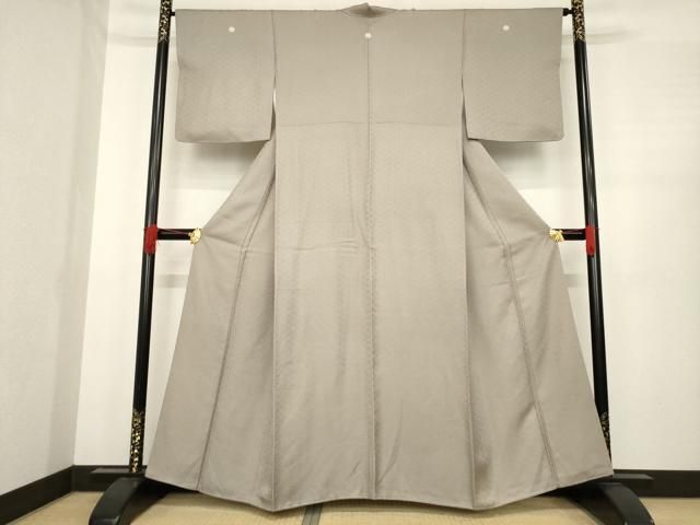 平和屋着物 お召 花菱文 空五倍子色 正絹 ck