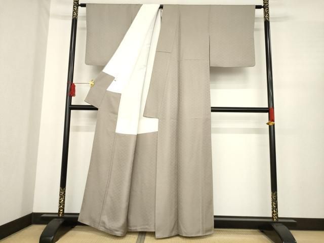  平和屋着物 お召 花菱文 空五倍子色 正絹 ck 紬 着物