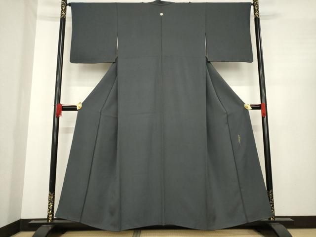 平和屋着物●本草木染作家 瑞鳳 色無地 花尽くし地紋 消灰色 正絹 ck