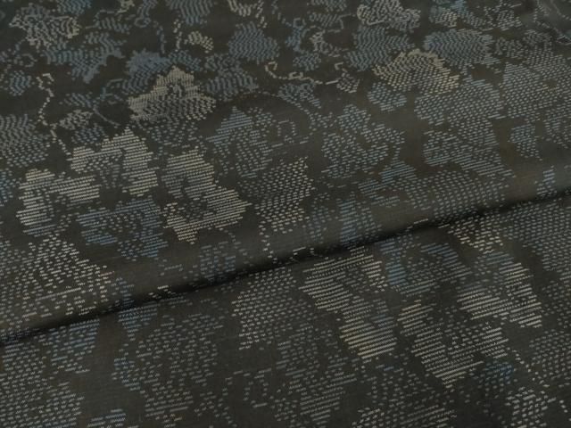  平和屋着物●本場大島紬 泥染め 蔦草文 黒地 正絹 ck 紬 着物