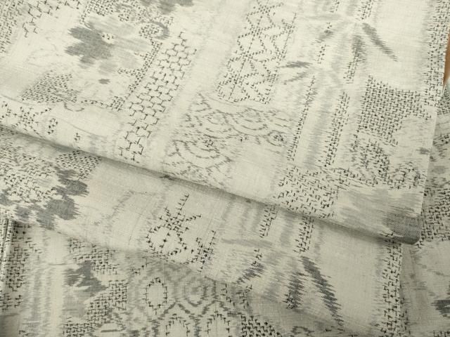 平和屋着物●上質な紬 短冊花文 正絹 ck