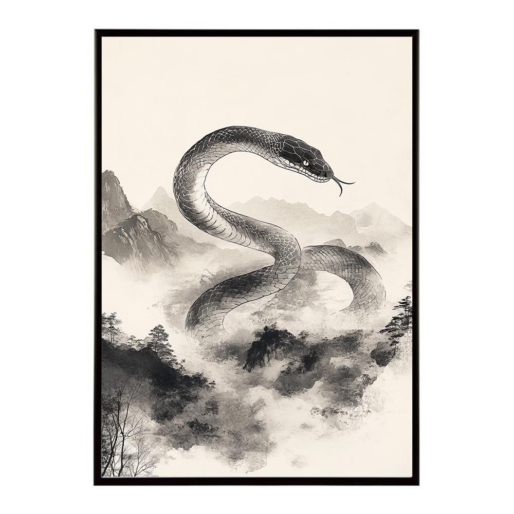 B4サイズ（約25x36cm）】【lh-poster-9428】【フレーム付き】蛇 ヘビ