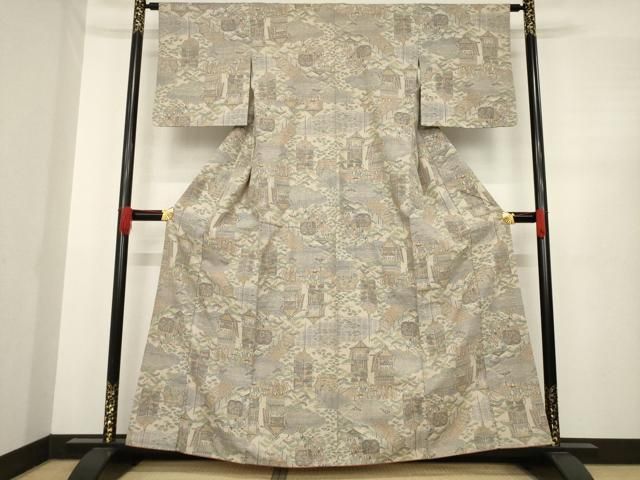 平和屋着物●本場結城紬 重要無形文化財 100亀甲 祇園祭 モロ入り 正絹 ck