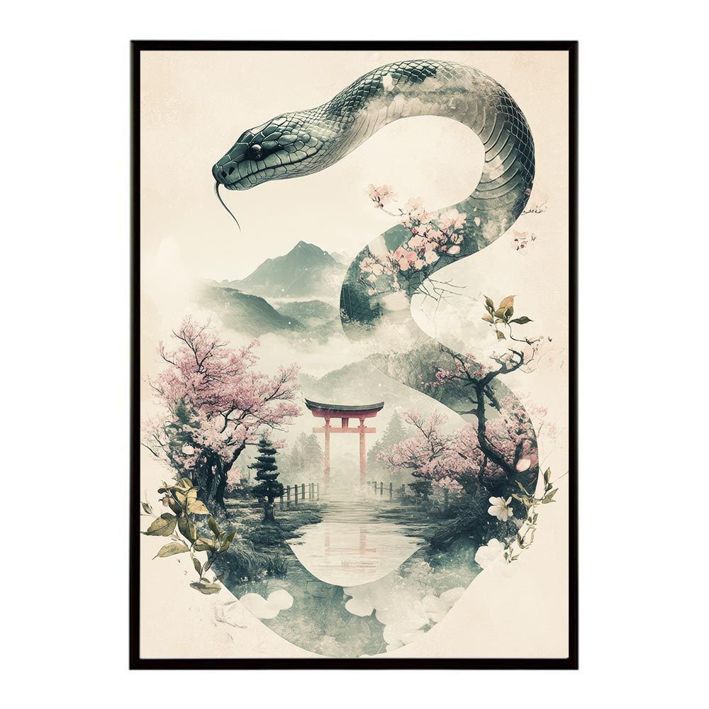 A1サイズ(約59x84cm)】【lh-poster-9434】【フレーム付き】干支 ヘビ A1サイズ(約59x84cm)】【lh-poster-9434】【フレーム付き】干支 ヘビ