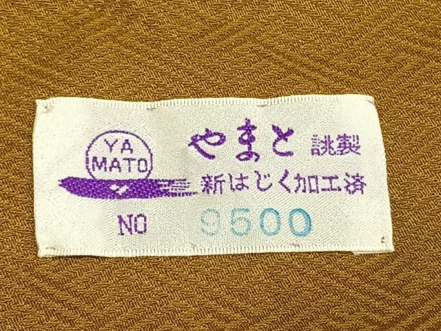  平和屋着物 上質な色無地 花尽くし地紋 山吹茶色 やまと誂製 正絹 fy 色無地 着物
