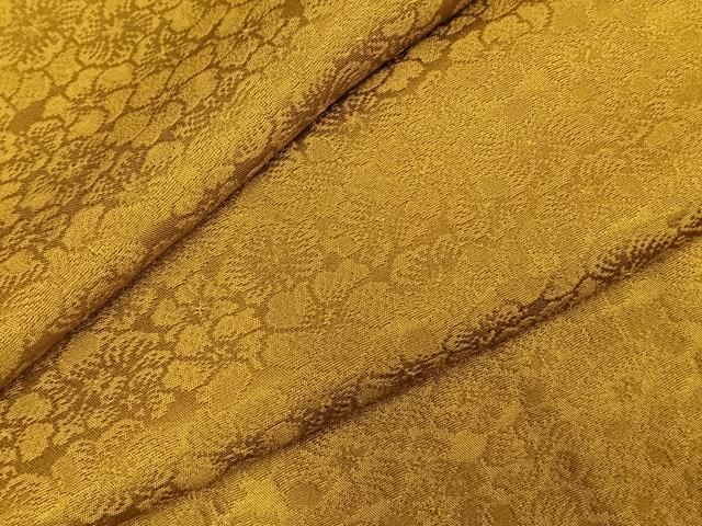 平和屋着物●上質な色無地 花尽くし地紋 山吹茶色 やまと誂製 正絹 fy