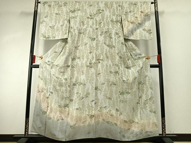 平和屋着物●田中義雄　訪問着　舞葉文　石版染め　暈し染め　正絹　逸品　未使用　AABE1878fy 平和屋着物○田中義雄 訪問着 舞葉文 石版染め 暈し染め 正絹 逸品 未