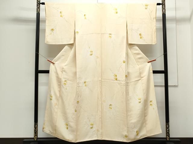 平和屋着物▽上質な小紋 地紋起こし 草花文 暈し染め 正絹 逸品