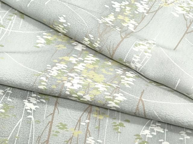 平和屋着物▽上質な小紋 単衣 地紋起こし 草葉文 暈し染め 正絹 逸品