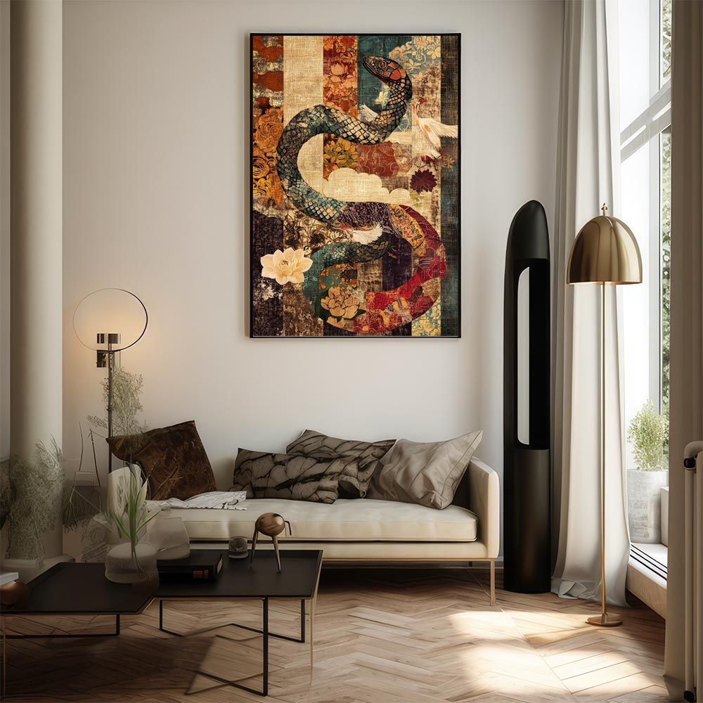 B2サイズ（約51x73cm）】【lh-poster-9473】【フレーム付き】干支 ヘビ