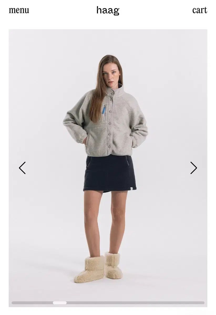 haag ヘイグ button up fleece - snow melange