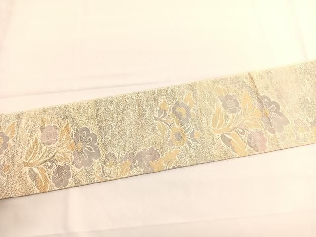 平和屋着物◎本場筑前博多織 八寸名古屋帯 更紗花文 正絹 逸品
