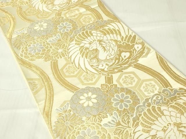 平和屋着物◎六通柄袋帯 唐織 鳳凰花文 金銀糸 正絹 逸品