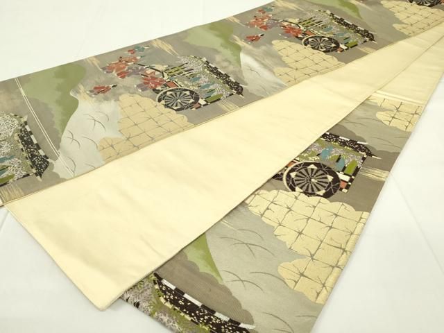 平和屋着物◎六通柄袋帯 御所車人物文 金銀糸 正絹 逸品 DAAZ9019qp