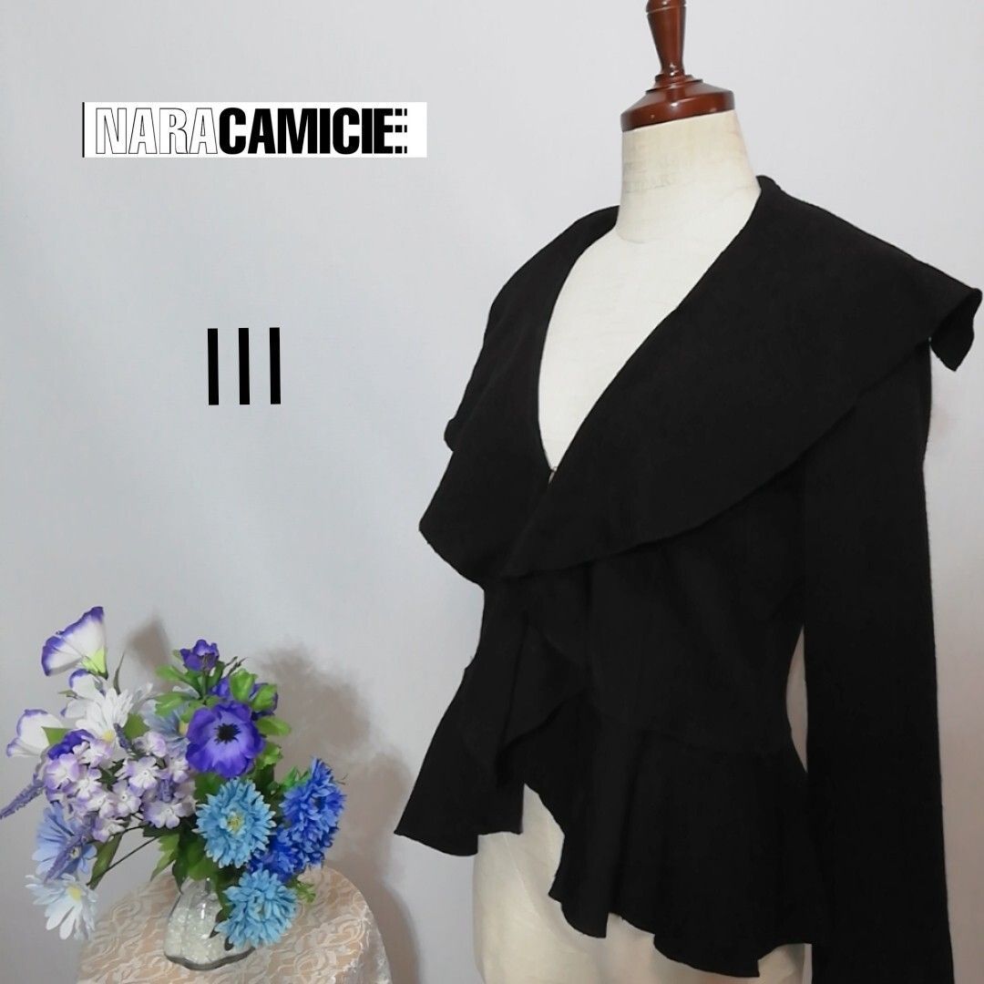 ⭐️新品⭐️NARACAMICIE ナラカミーチェ 黒　カーディガン NARACAMICIE】無縫製ニットカーディガン(1(M)9号 ブラック): ナラ