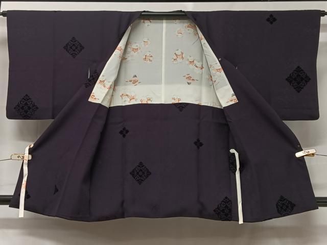 平和屋着物□道行コート 輪奈ビロード 花菱文 正絹 逸品 CABA3452ua