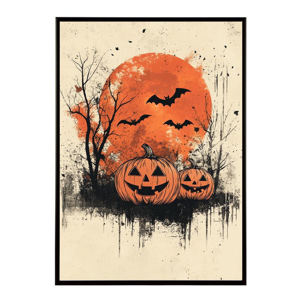 【A2サイズ（約42x59cm）】【lh-poster-9609】【フレーム付き】ハロウィン halloween ハロウィーン カボチャ ジャックオーランタン イベント 季節 子供 オレンジ 秋 ポスター インテリア
