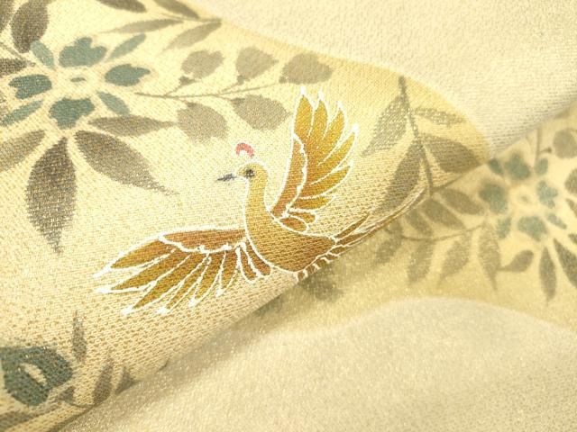 平和屋着物▽九寸名古屋帯 花鳥文 金通し地 正絹 逸品 DABA6080op