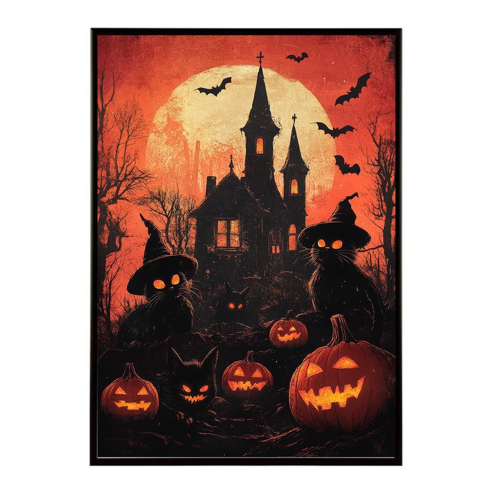 【B1サイズ（約73x103cm）】【lh-poster-9659】【フレーム付き】ハロウィン halloween ハロウィーン カボチャ ジャックオーランタン イベント 季節 子供 オレンジ 秋 ポスター インテリア