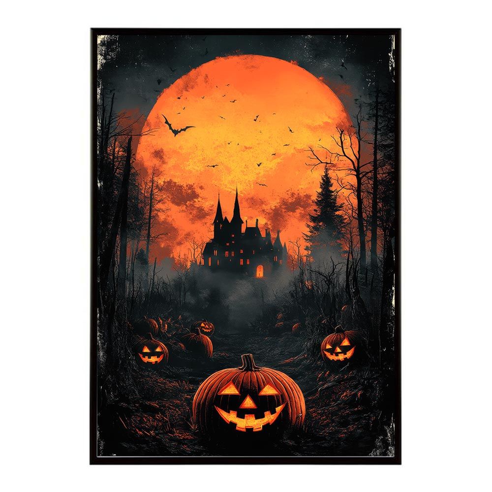 【A2サイズ（約42x59cm）】【lh-poster-9675】【フレーム付き】ハロウィン halloween ハロウィーン カボチャ ジャックオーランタン イベント 季節 子供 オレンジ 秋 ポスター インテリア