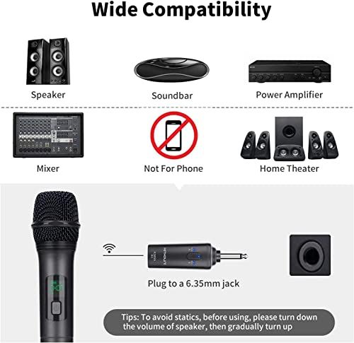 K 380 Aワイヤレスマイク Bluetoothカラオケマイク 2本セット LED ディスプレイ 電池式 UHF 10チャンネル ダイナミックマイク 6 35ｍｍレシーバー ハンドヘルドマイク カラオケまいく 技適認証済 日本語取扱書付き