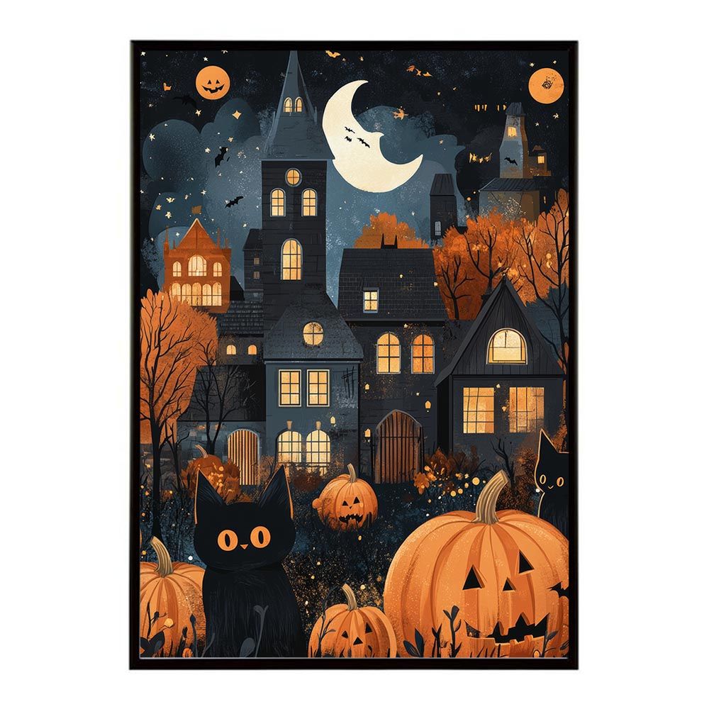 【A3サイズ（約30×42cm）】【lh-poster-9725】【フレーム付き】ハロウィン halloween ハロウィーン カボチャ ジャックオーランタン イベント 季節 子供 オレンジ 秋 ポスター インテリア