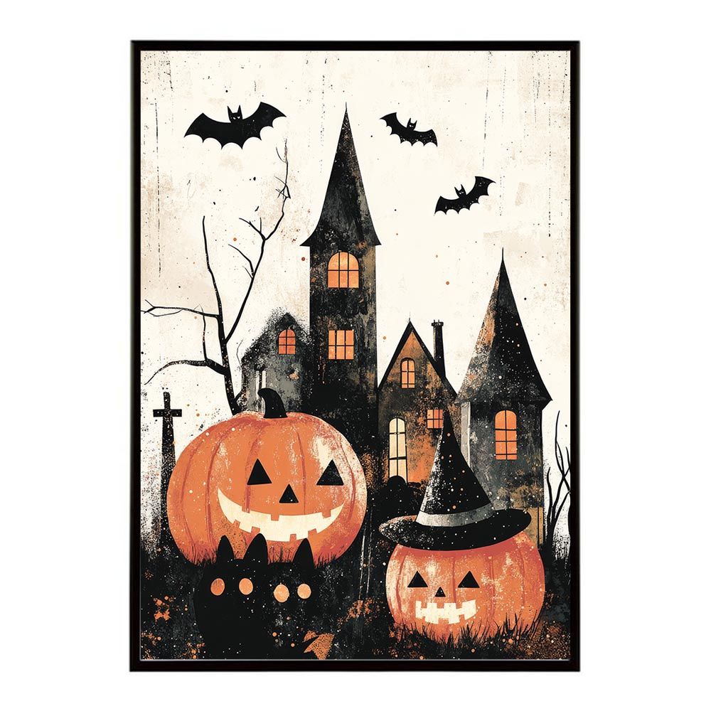 【B1サイズ（約73x103cm）】【lh-poster-9729】【フレーム付き】ハロウィン halloween ハロウィーン カボチャ ジャックオーランタン イベント 季節 子供 オレンジ 秋 ポスター インテリア