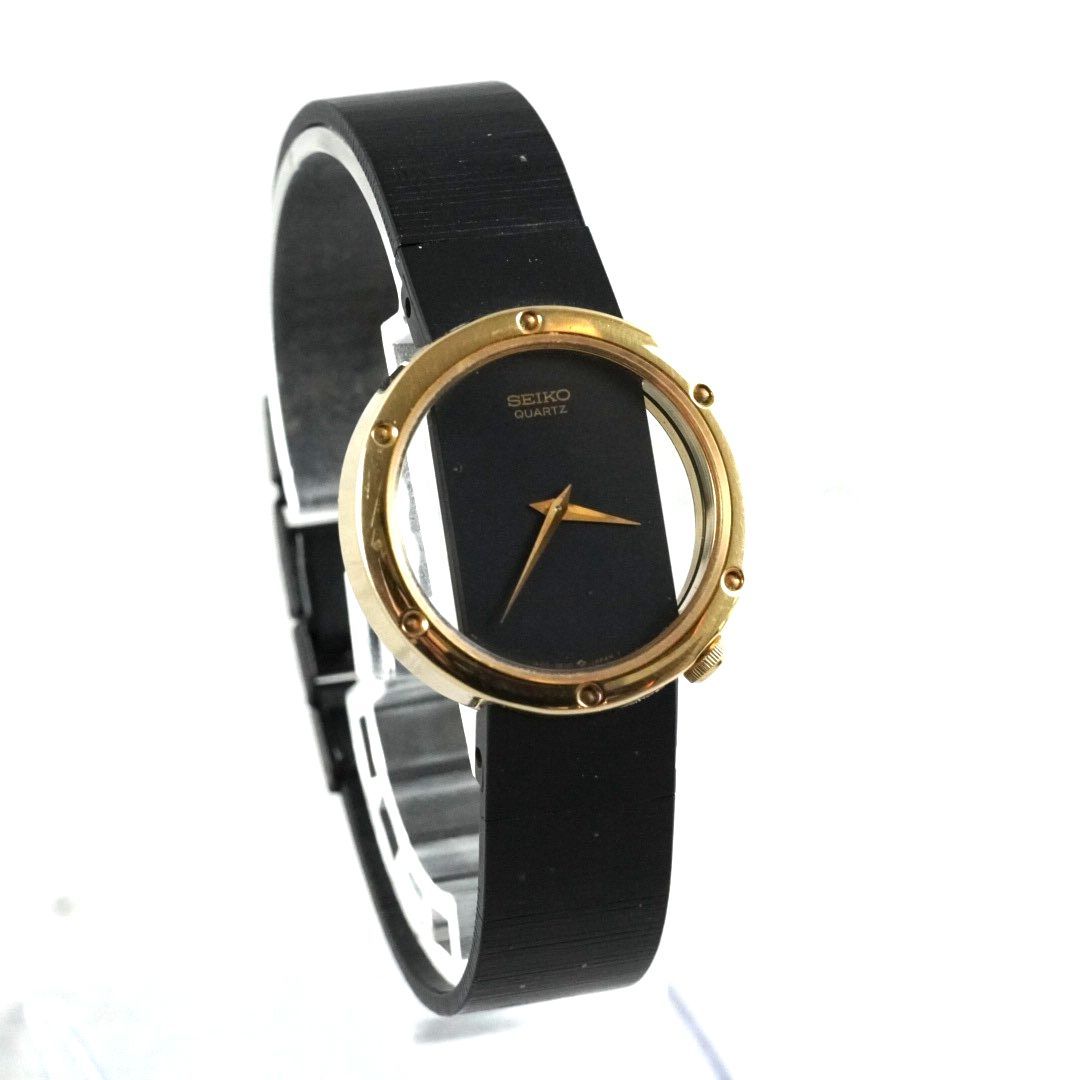 電池交換済 SEIKO セイコー Quartz 腕時計 スケルトン シースルー デザイン ラウンドケース 2針 ノンインデックス 80年代 80 s ヴィンテージ アンティーク antique 稼働品 激