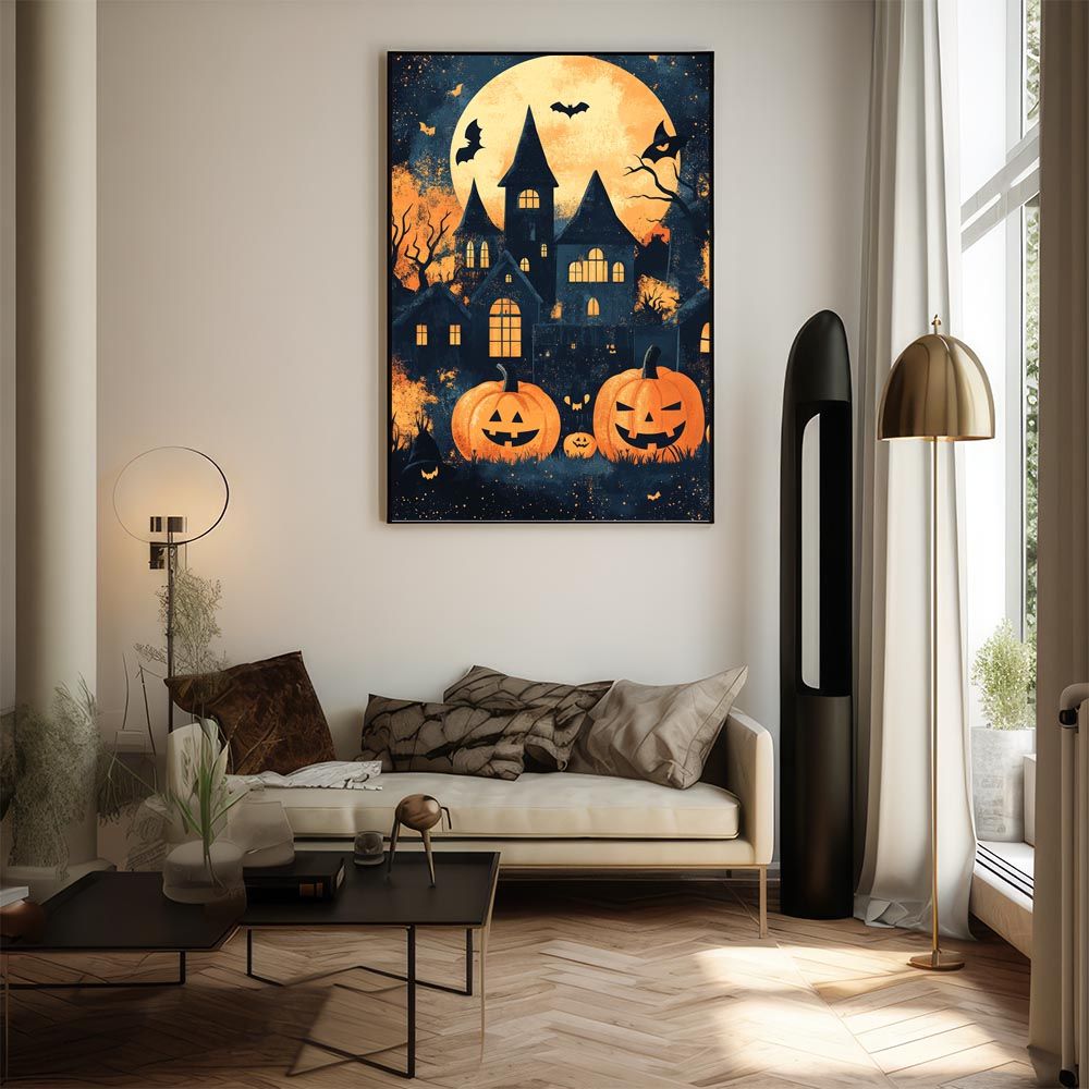 【A2サイズ（約42x59cm）】【lh-poster-9758】【フレーム付き】ハロウィン halloween ハロウィーン カボチャ ジャックオーランタン イベント 季節 子供 オレンジ 秋 ポスター インテリア