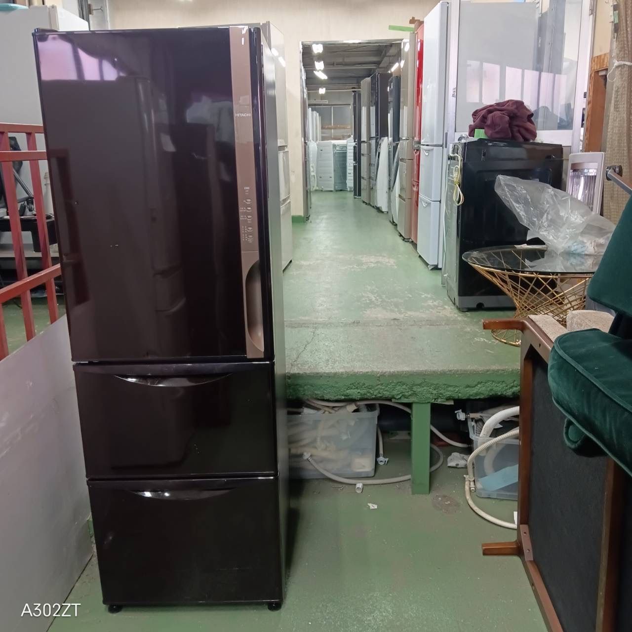 451 日立　大型冷蔵庫　300L強　小型　家庭用　左開き　自動製氷　ブラウン 451 HITACHI 大型冷蔵庫 300L強 小型 家庭用 左開き 375L 自動製氷