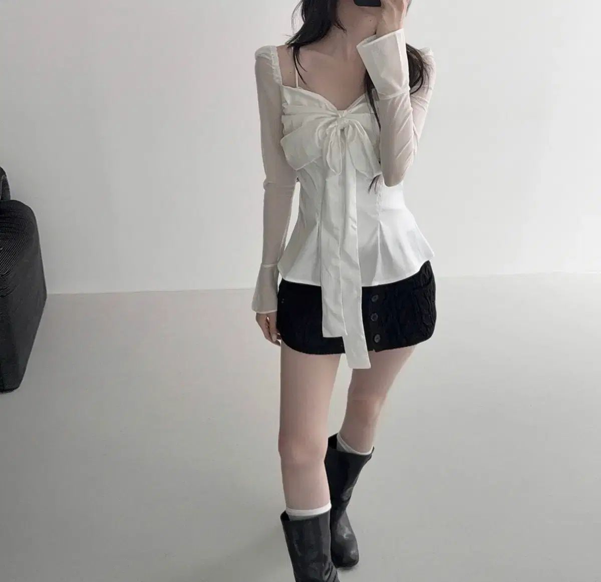 ヒールダ ゴーヒー スワン ブラウス 白