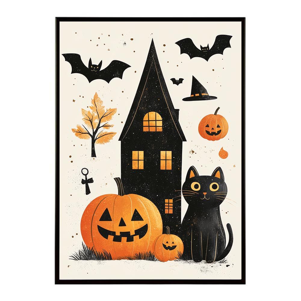 【B2サイズ（約51x73cm）】【lh-poster-9766】【フレーム付き】ハロウィン halloween ハロウィーン カボチャ ジャックオーランタン イベント 季節 子供 オレンジ 秋 ポスター インテリア