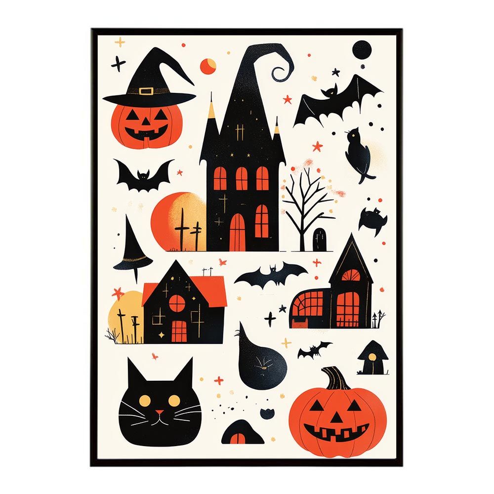 【B1サイズ（約73x103cm）】【lh-poster-9773】【フレーム付き】ハロウィン halloween ハロウィーン カボチャ ジャックオーランタン イベント 季節 子供 オレンジ 秋 ポスター インテリア