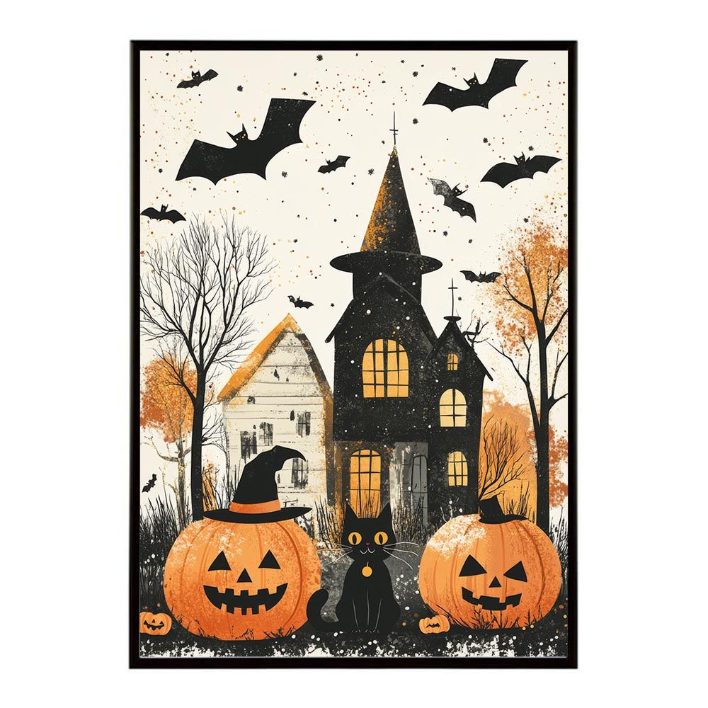 【A2サイズ（約42x59cm）】【lh-poster-9774】【フレーム付き】ハロウィン halloween ハロウィーン カボチャ ジャックオーランタン イベント 季節 子供 オレンジ 秋 ポスター インテリア